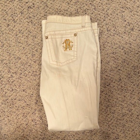 Roberto Cavalli Ivory Cream Denim Pants size 48